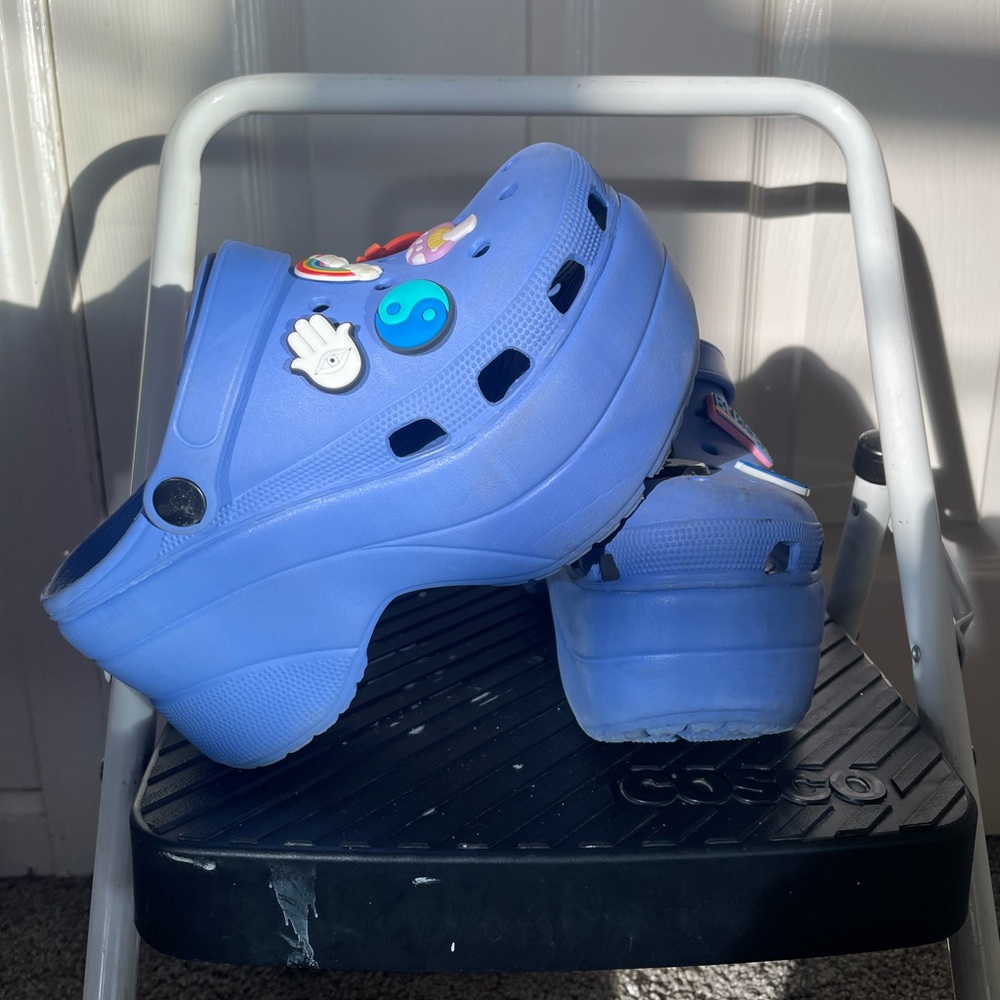 Cape Robbin Blue Platform Clogs with Fun Charms
